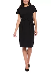 Women's Short Sleeve Bow Mini Dress