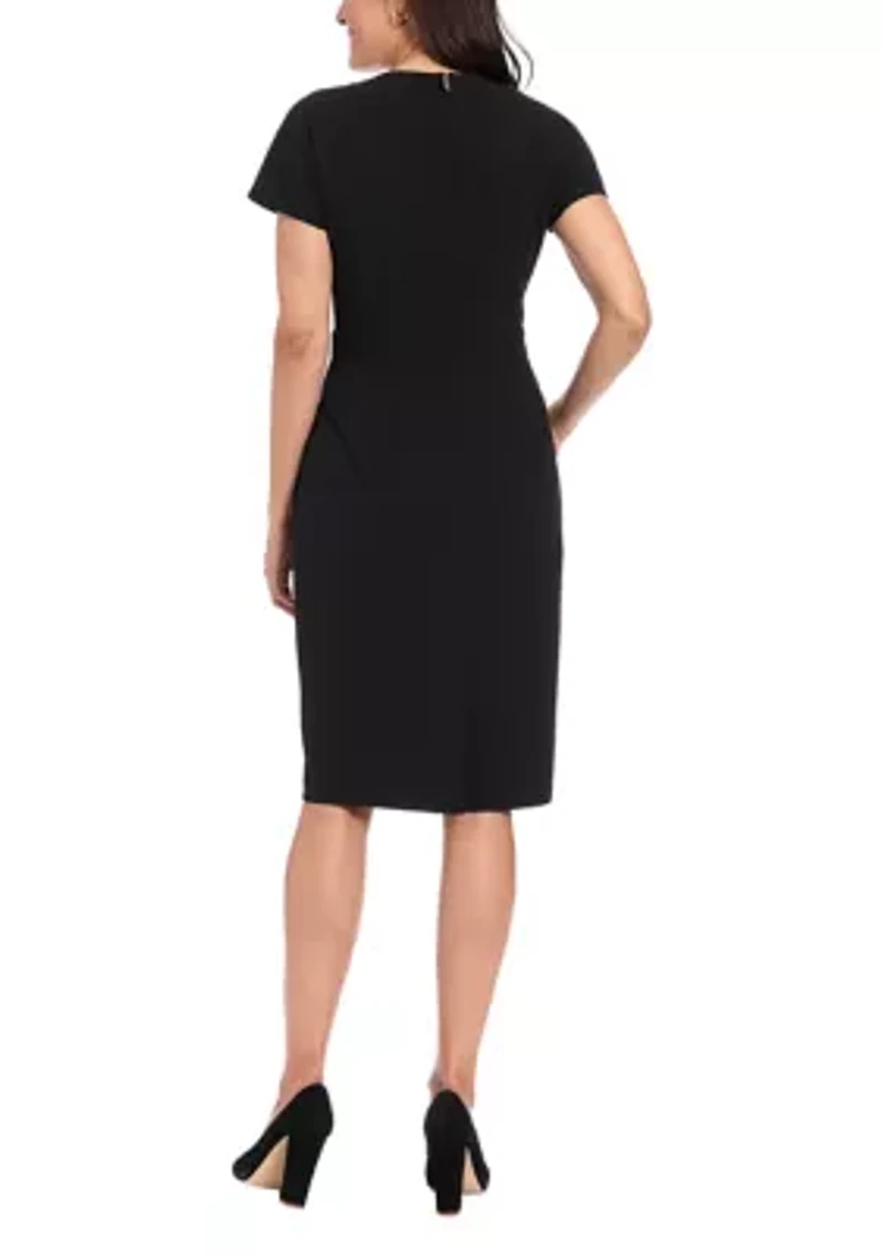 Women's Short Sleeve Bow Mini Dress