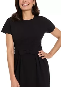 Women's Short Sleeve Bow Mini Dress