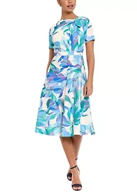 Women's Floral A-Line Midi Dress