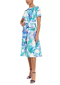 Women's Floral A-Line Midi Dress