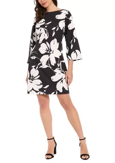 Women's 3/4 Sleeve Printed Mini Dress