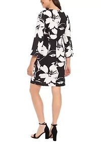 Women's 3/4 Sleeve Printed Mini Dress