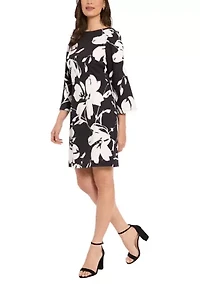 Women's 3/4 Sleeve Printed Mini Dress