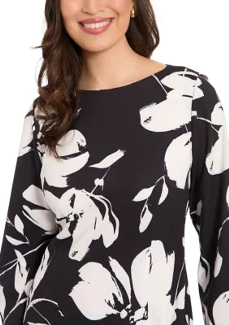Women's 3/4 Sleeve Printed Mini Dress