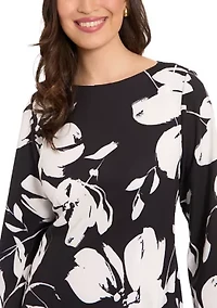 Women's 3/4 Sleeve Printed Mini Dress