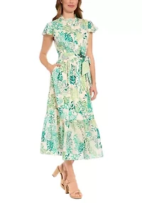 Women's Sleeveless Coral Printed Maxi Dress