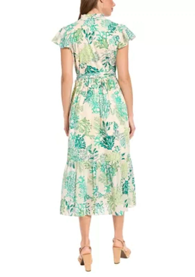 Women's Sleeveless Coral Printed Maxi Dress