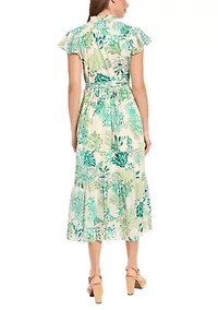 Women's Sleeveless Coral Printed Maxi Dress