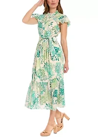Women's Sleeveless Coral Printed Maxi Dress