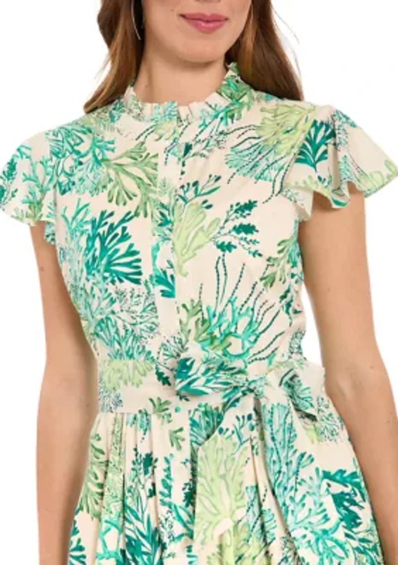 Women's Sleeveless Coral Printed Maxi Dress