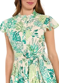 Women's Sleeveless Coral Printed Maxi Dress