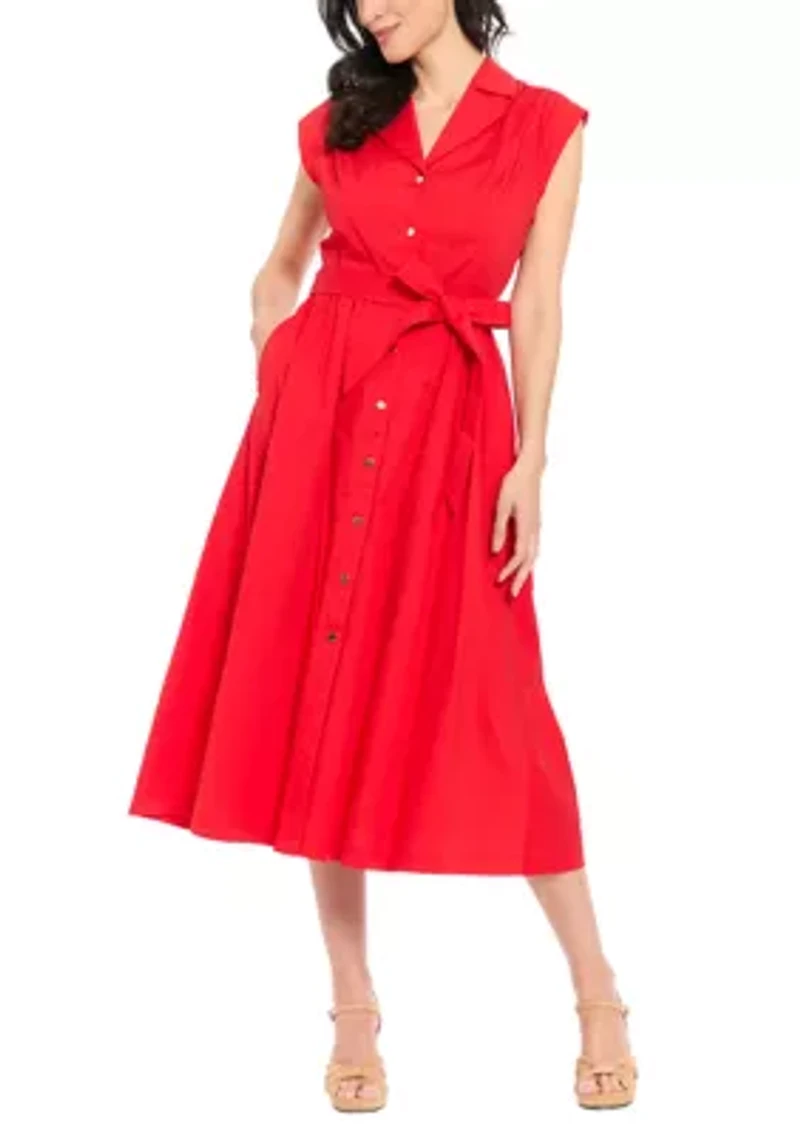 Women's Short Sleeve Solid Shirtdress