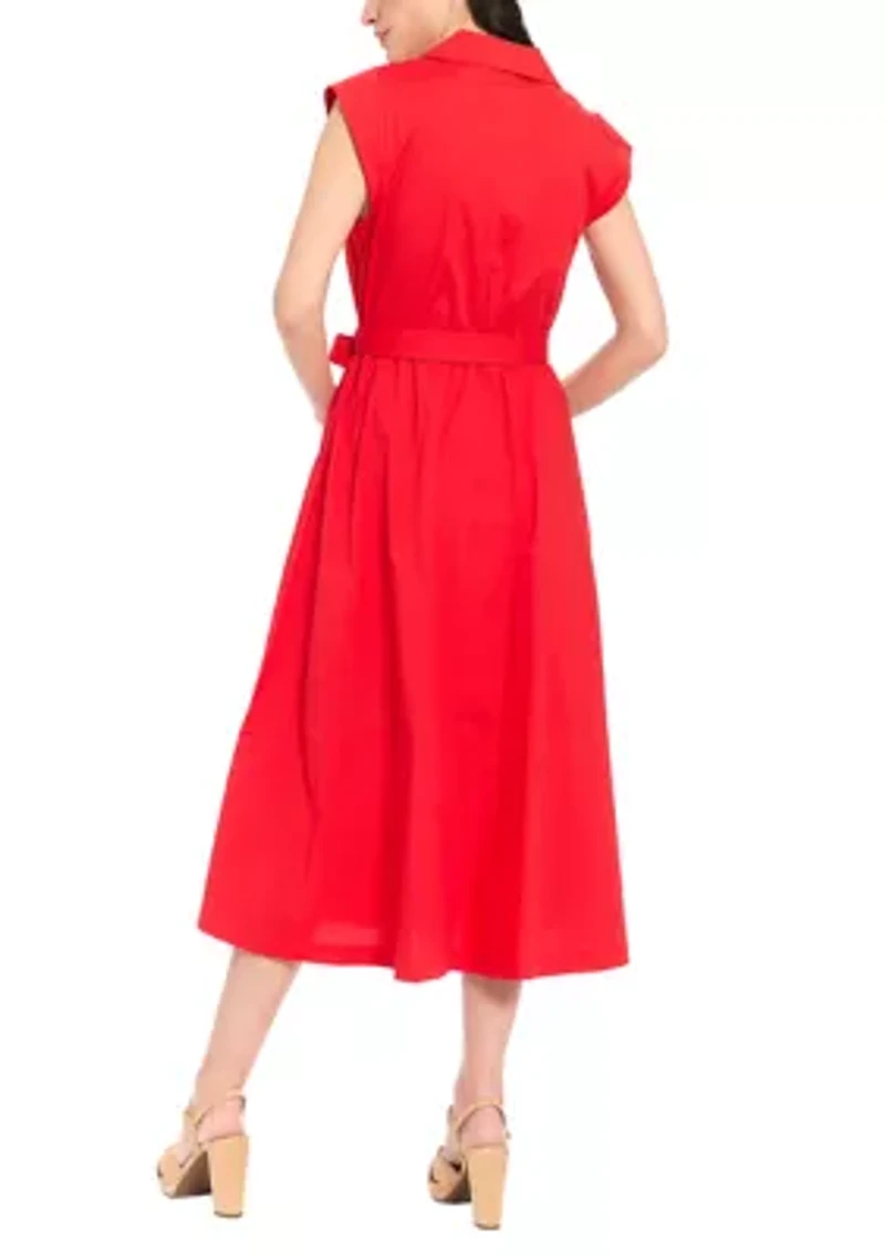 Women's Short Sleeve Solid Shirtdress