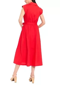 Women's Short Sleeve Solid Shirtdress
