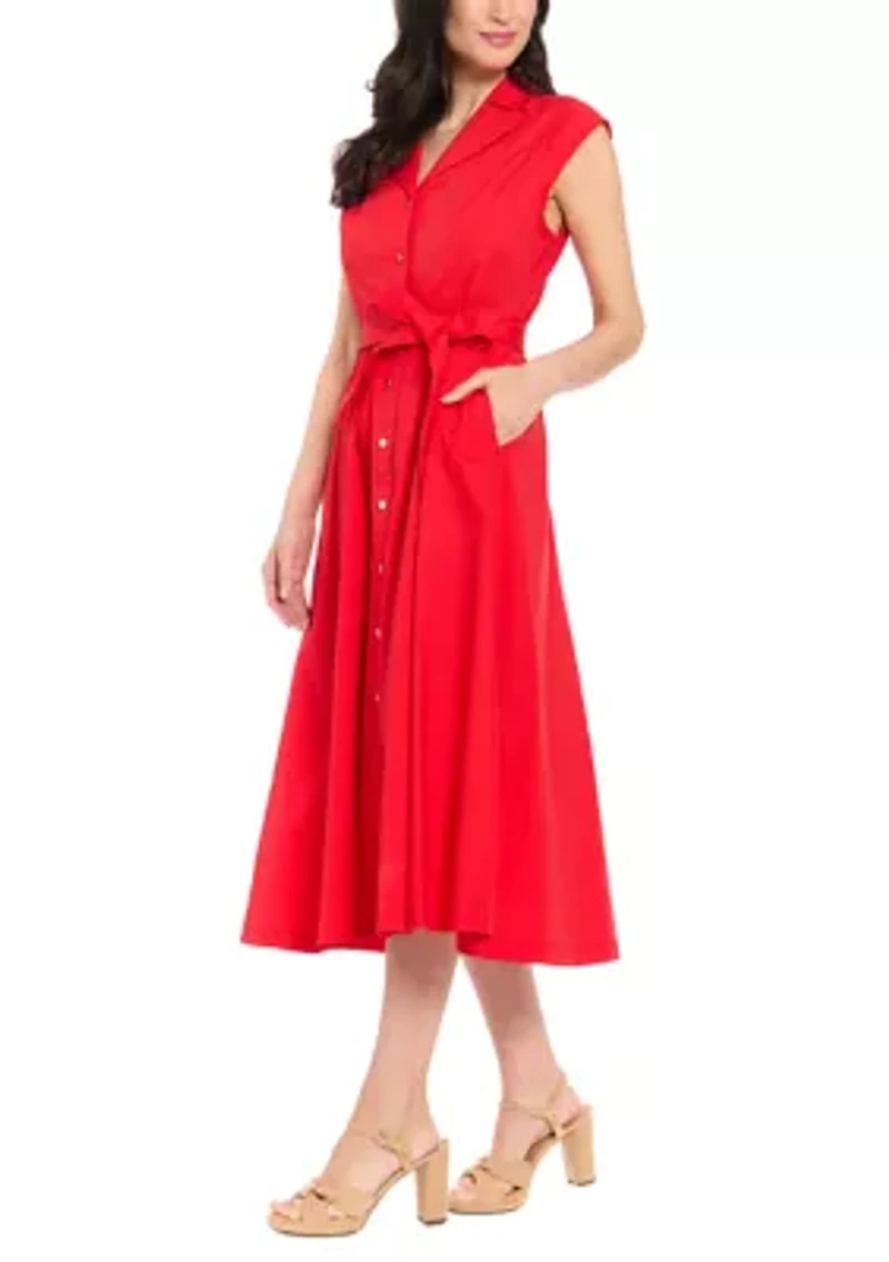 Women's Short Sleeve Solid Shirtdress