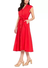 Women's Short Sleeve Solid Shirtdress