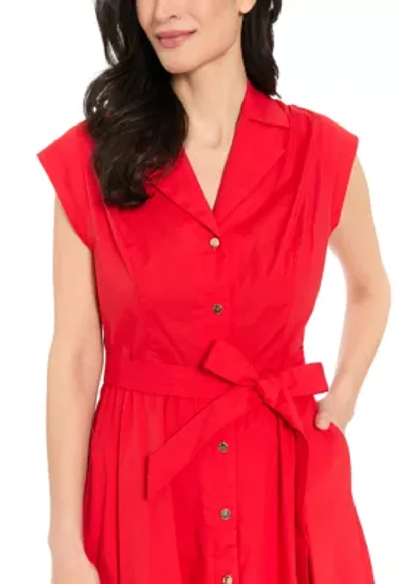 Women's Short Sleeve Solid Shirtdress