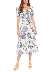 Women's Floral Puff Sleeve Maxi Dress