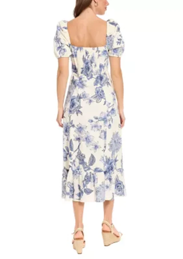 helsi clara puff sleeve appliqu a line maxi dress Helsi Clara Puff-Sleeve Sheer Floral Appliqu Maxi Dress at MarketFair Shoppes in Princeton, NJ