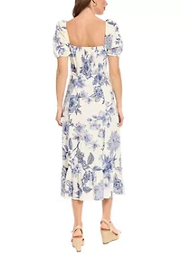 Women's Floral Puff Sleeve Maxi Dress