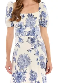 Women's Floral Puff Sleeve Maxi Dress