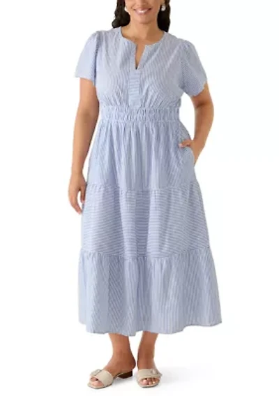 Plus Seersucker Midi Dress