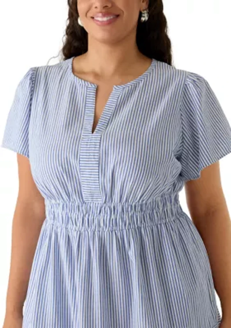 Plus Seersucker Midi Dress