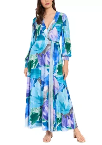 Women's Long Sleeve Floral Maxi Dress