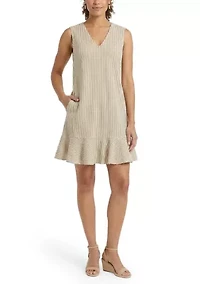 Women's Sleeveless Ruffle Striped Mini Dress