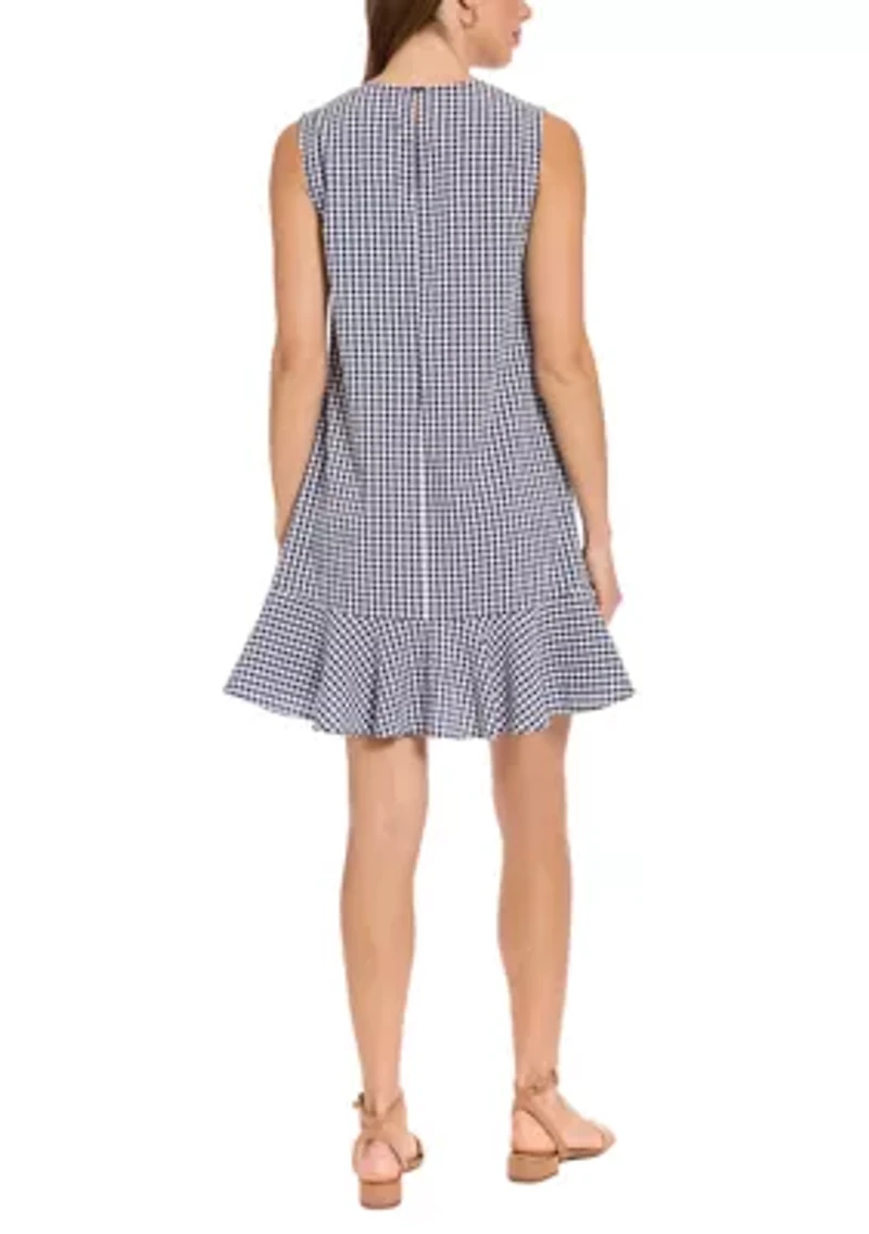 Women's Sleeveless Ruffe Gingham Mini Dress