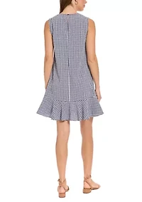 Women's Sleeveless Ruffe Gingham Mini Dress