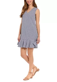 Women's Sleeveless Ruffe Gingham Mini Dress