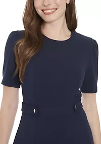 Women's Solid Scuba Crepe Sheath Dress