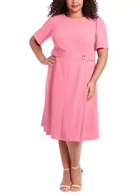 Plus Side Tab Scuba Midi Dress