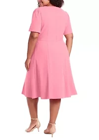 Plus Side Tab Scuba Midi Dress