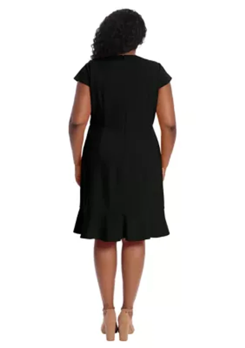 Plus London Times V-Neck Scuba Crepe Dress