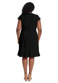 Plus London Times V-Neck Scuba Crepe Dress