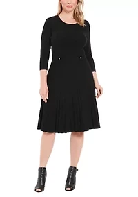 Women's 3/4 Sleeve Solid A-Line Sweater