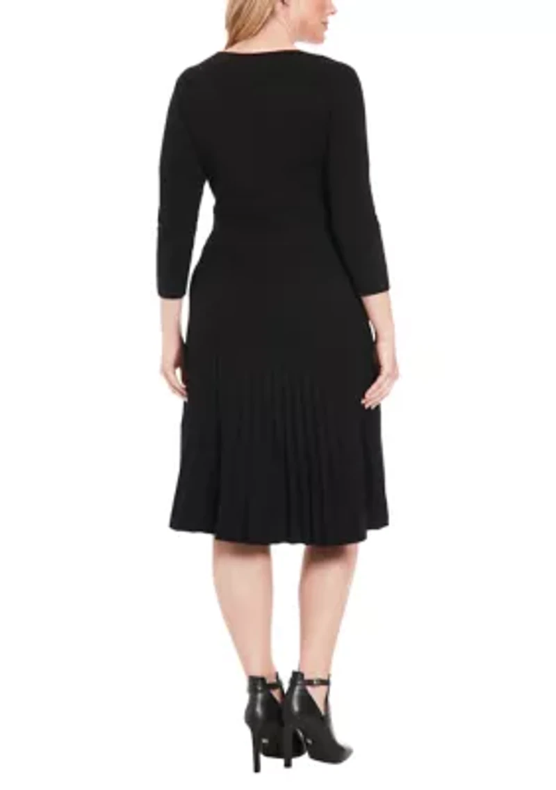 Women's 3/4 Sleeve Solid A-Line Sweater