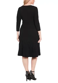 Women's 3/4 Sleeve Solid A-Line Sweater