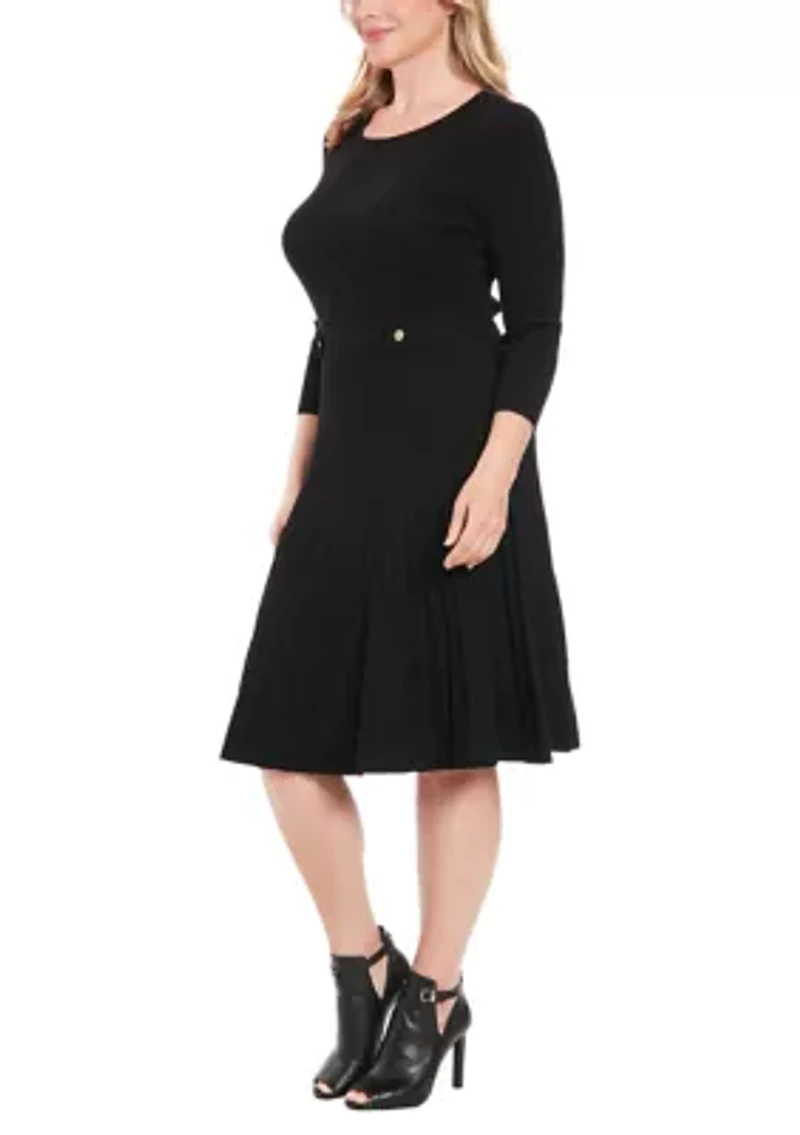 Women's 3/4 Sleeve Solid A-Line Sweater