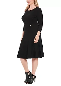 Women's 3/4 Sleeve Solid A-Line Sweater