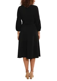 Women's Belted Fit and Flare Dress