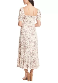 Women's Short Sleeve Square Neck Ditsy Floral Dress