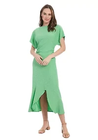 Women's Short Sleeve Crew Neck Eyelet Midi Dress