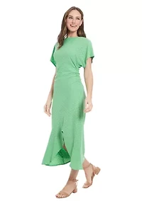 Women's Short Sleeve Crew Neck Eyelet Midi Dress