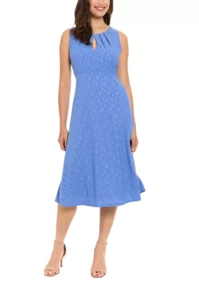 Women's Sleeveless Eyelet A-Line Dress