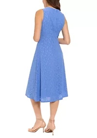 Women's Sleeveless Eyelet A-Line Dress