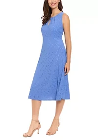 Women's Sleeveless Eyelet A-Line Dress